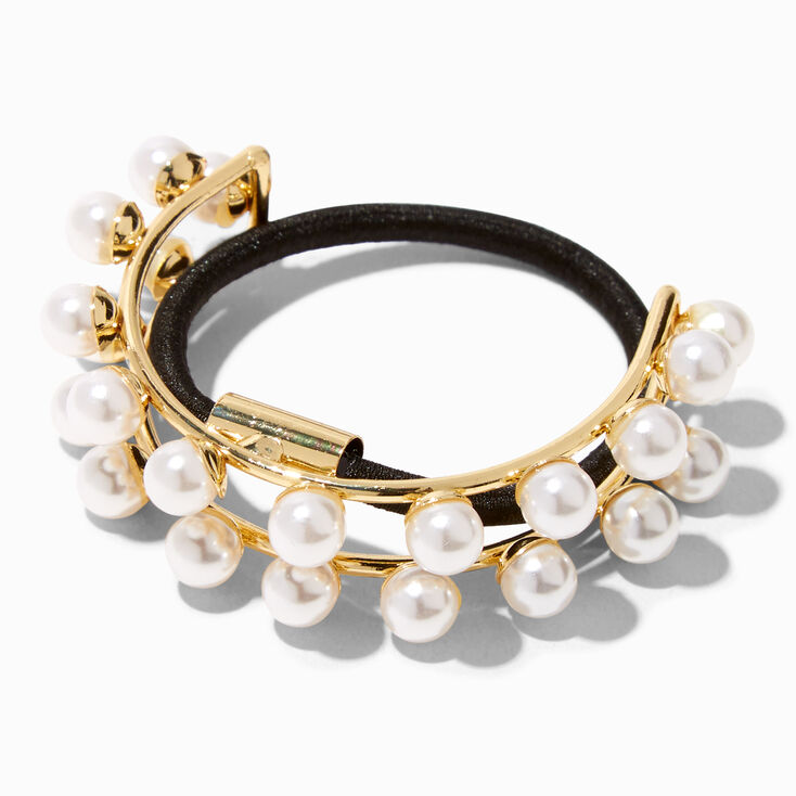 Gold Faux Pearl Cuff Hair Tie,