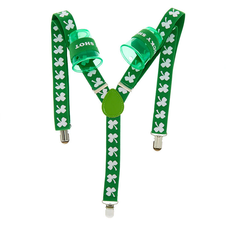 Shamrock Shot Glass Suspenders - Green,