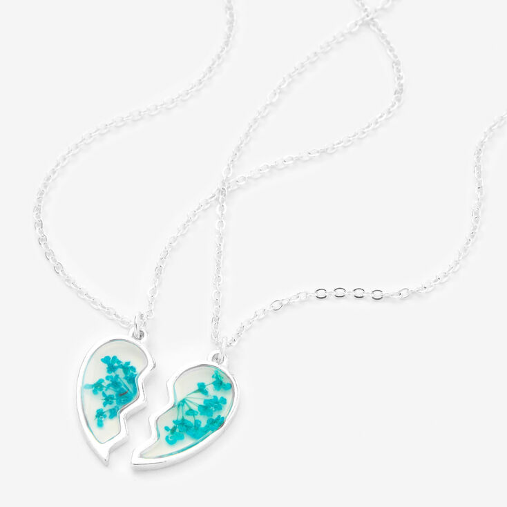 Best Friends Floral Heart Pendant Necklaces - 2 Pack,