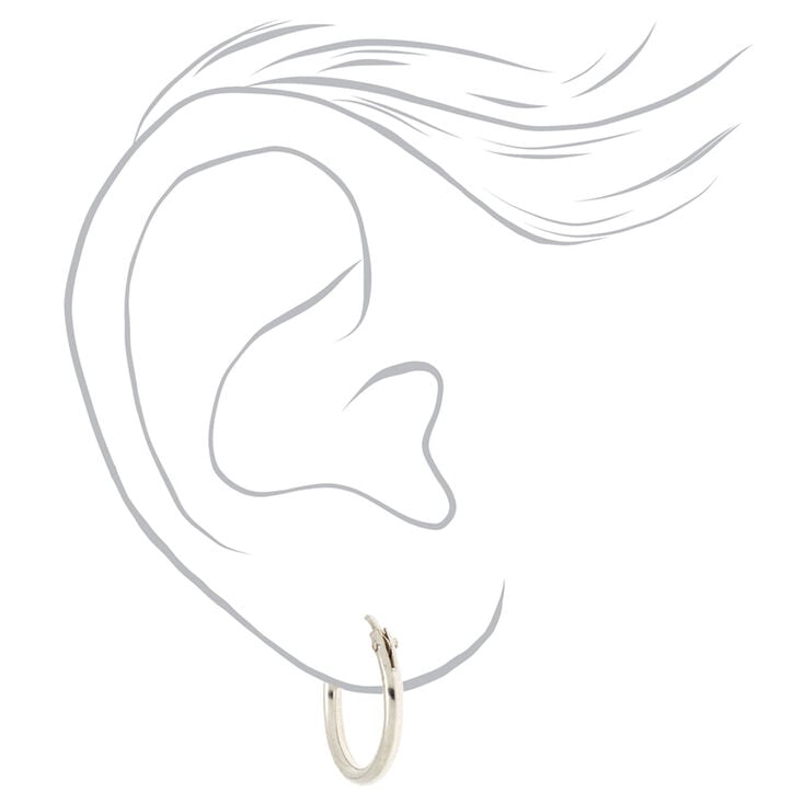 Sterling Silver 12MM Hoop Earrings,