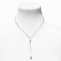 Silver Paperclip Cubic Zirconia Y-Neck Necklace,