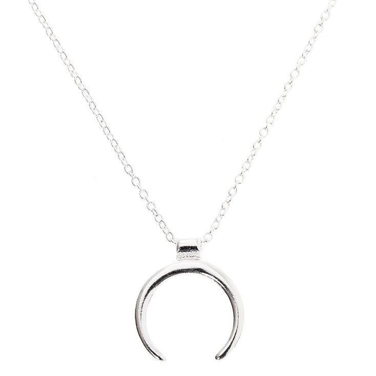 Silver Western Horn Pendant Necklace,