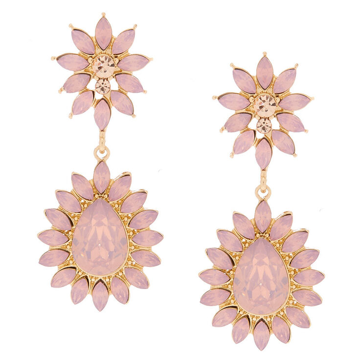 Crystal Flower Drop Earrings - Blush,