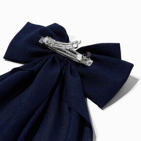 Navy Blue Long Tail Hair Bow Clip,