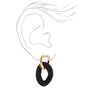 Gold Rubber Black Chainlink Drop Earrings,