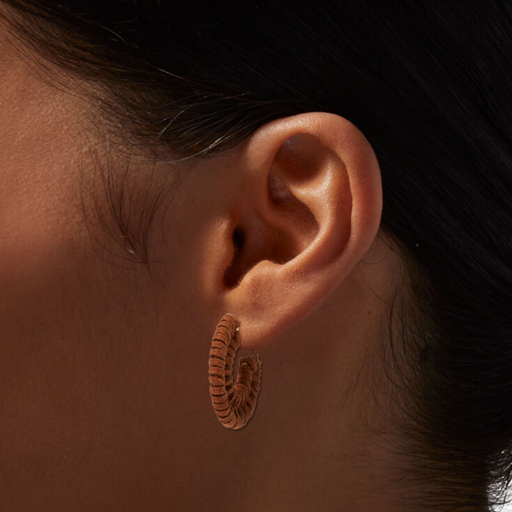 Brown Woven Wrapped 30MM Hoop Earrings,