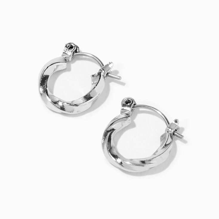 Silver Twisted 10MM Hoop Earrings,