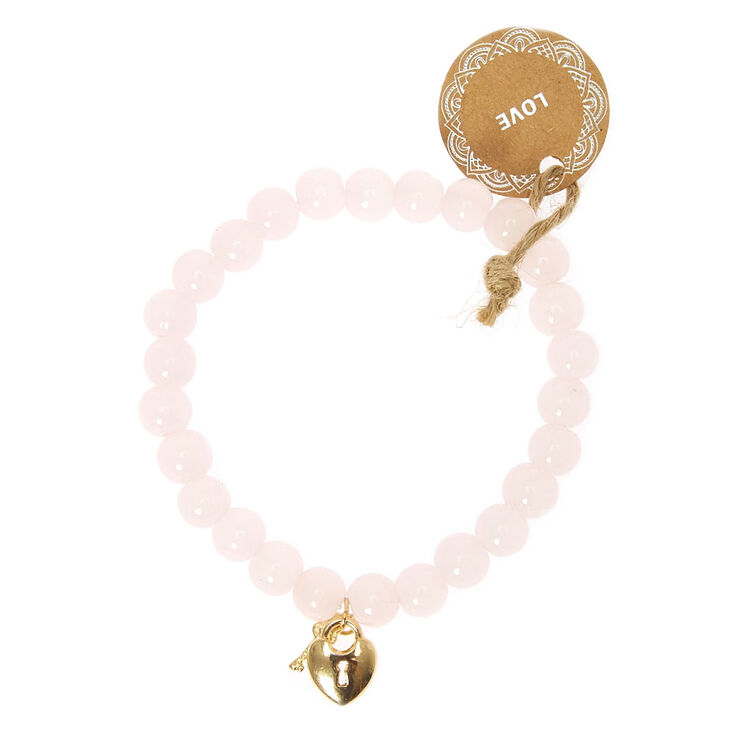 Beaded Love Stretch Bracelet - Pink,