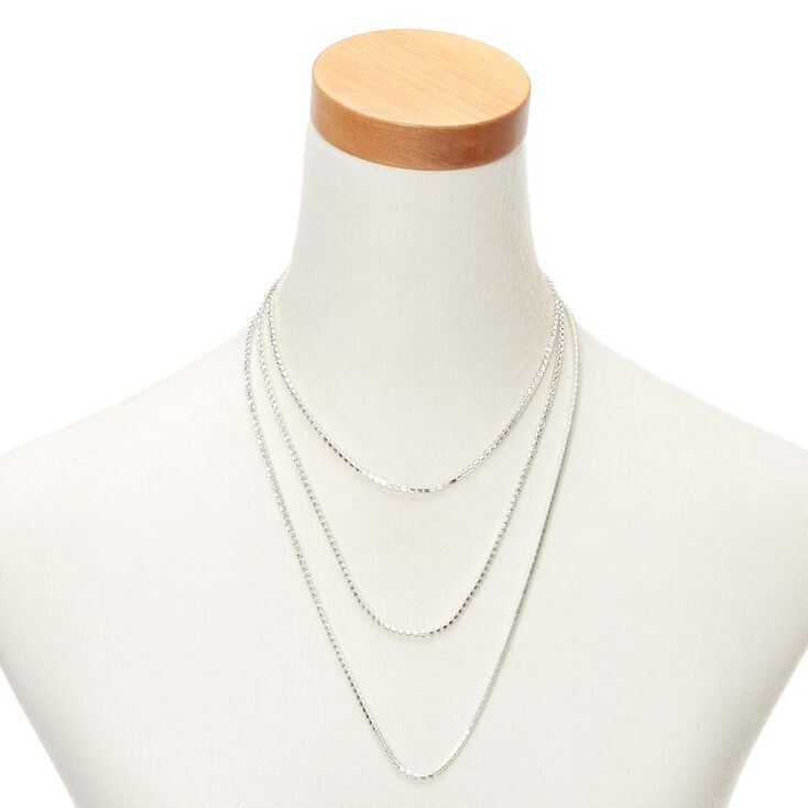 Silver Rhinestone Multi Strand Necklace,