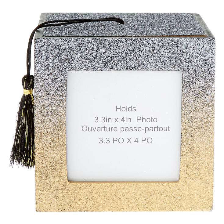 Glitter Graduation Photo Frame Cube - Black,