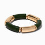 Gold-tone &amp; Green Crescent Bead Stretch Bracelet,