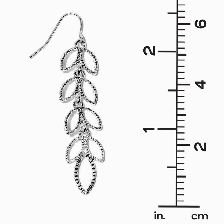 Silver Bubble Leaf 2&quot; Drop Earrings,