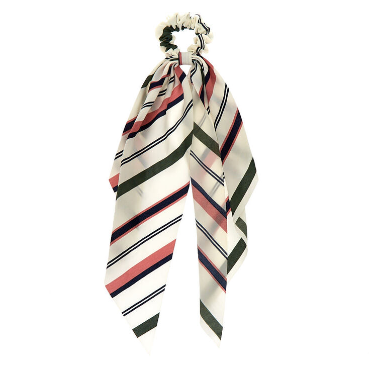 Striped Scarf Hair Scrunchie - Sage Green,