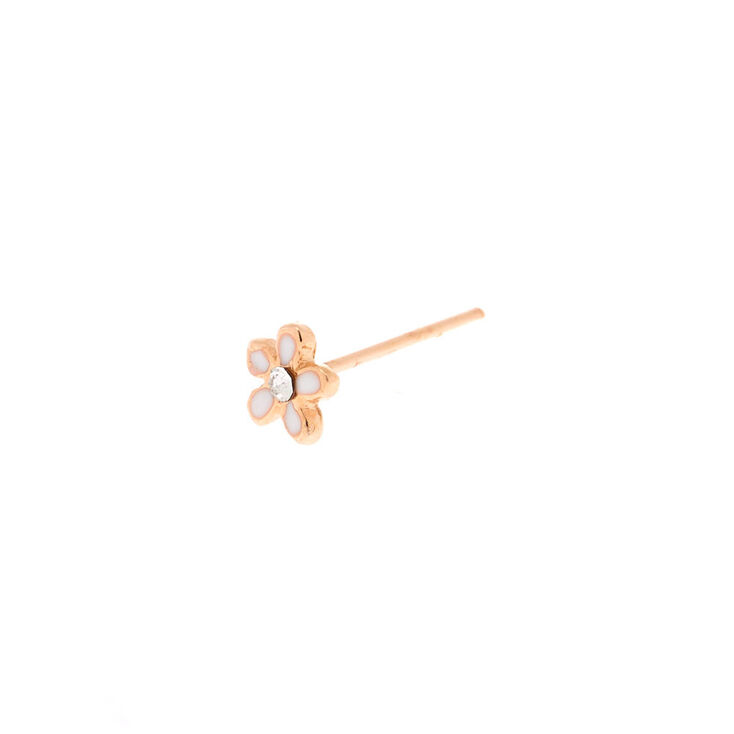 Rose Gold Sterling Silver 22G Flower Nose Stud,