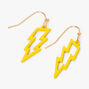 Gold 1&quot; Rubber Lightning Bolt Drop Earrings - Yellow,