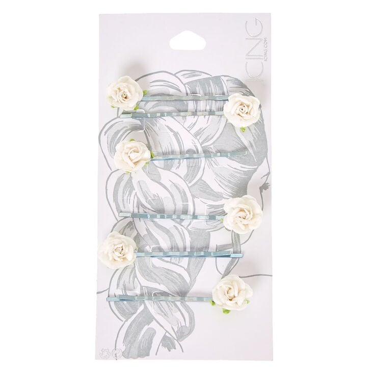 White Paper Rose Bobby Pins,