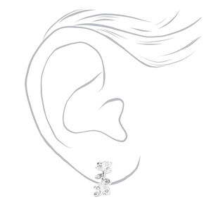 Silver 10MM Embellished Leaf Clip-On Stud Earrings,
