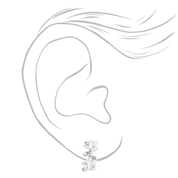 Silver 10MM Embellished Leaf Clip-On Stud Earrings,