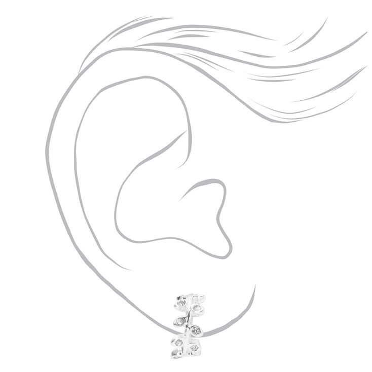 Silver 10MM Embellished Leaf Clip On Stud Earrings,