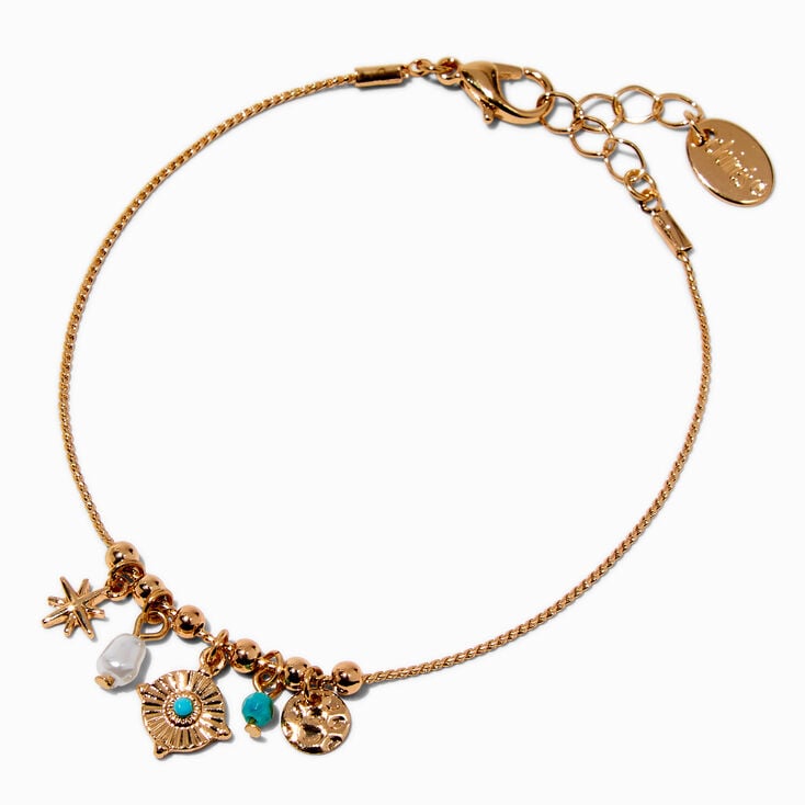 Gold-tone Compass Charm Bracelet ,