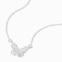 Silver Filigree Cutout Butterfly Pendant Necklace,