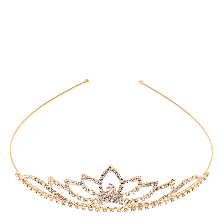 Gold Tone & Crystal Wavy Peak Tiara,