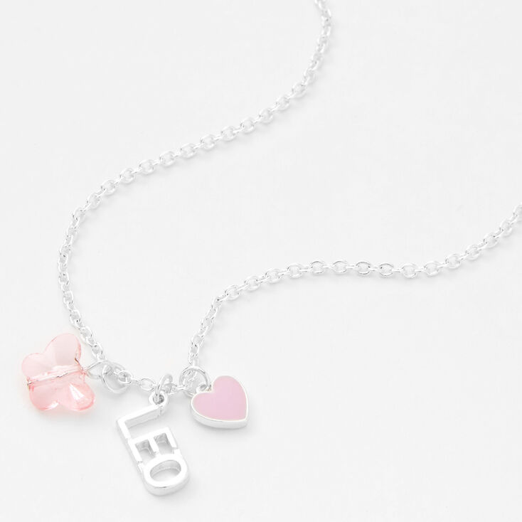 Silver Zodiac Charm Pendant Necklace - Leo,