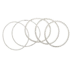 Silver Rhinestone Stretch Bracelets - 5 Pack,