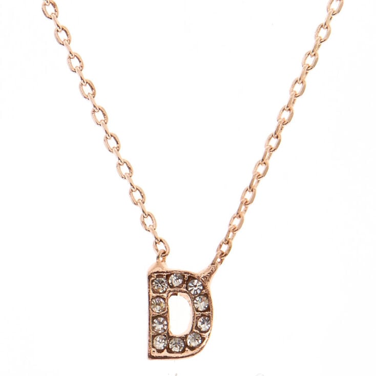 Rose Gold Studded "D" Initial Necklace,