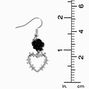 Black Rose Barbed Wire Heart 1&quot; Drop Earrings,