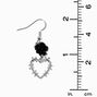Black Rose Barbed Wire Heart 1&quot; Drop Earrings,