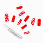 Red Heart Long Square Vegan Faux Nail Set - 24 Pack,