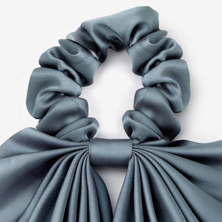 Small Pleated Scarf Hair Scrunchie - Blue,