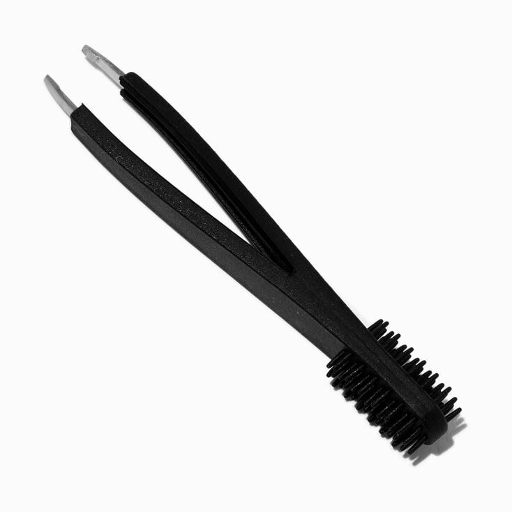 Black Silicone Double Sided Tweezers &amp; Spoolie,