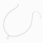 Silver Beaded Bubble Initial Pendant Necklace - S,