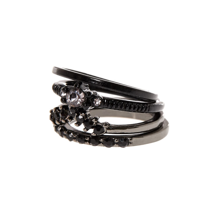 Black Diamond 4 Pack Midi Rings,