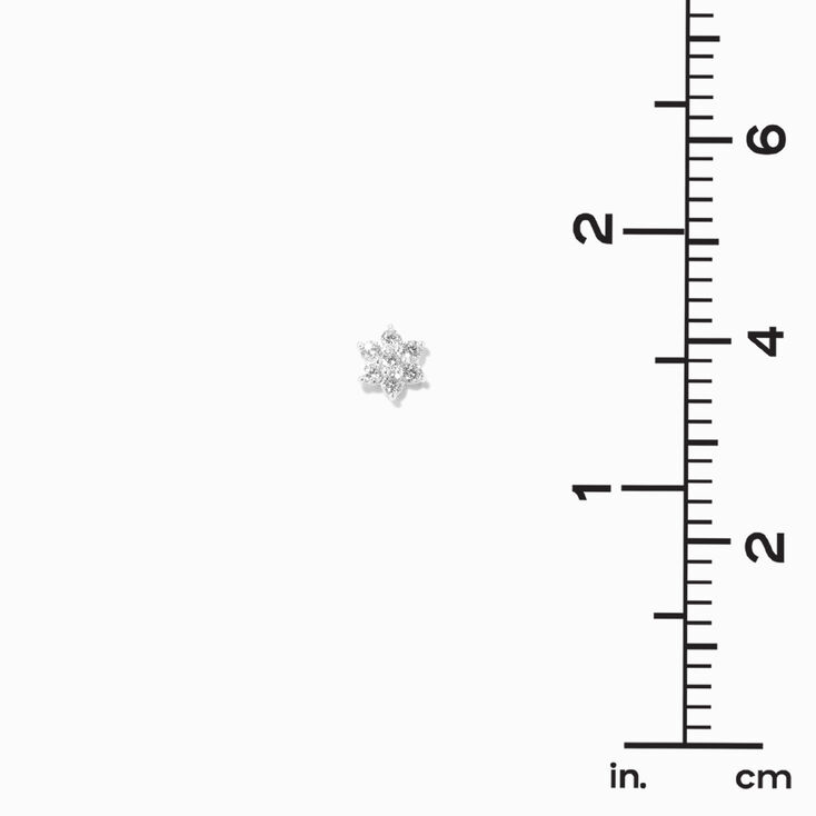 Sterling Silver Cubic Zirconia Flower Stud Earrings,