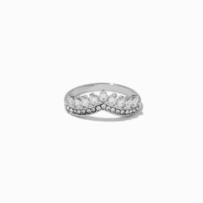 Silver Embellished Tiara Ring,