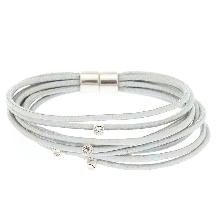 Holographic Cord Statement Bracelet - Silver,