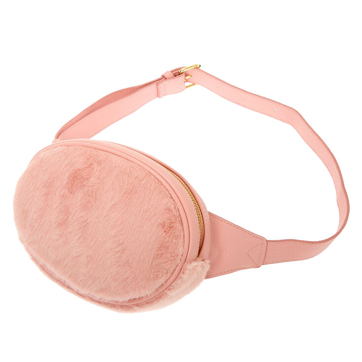Faux Fur Oval Fanny Pack - Pink,