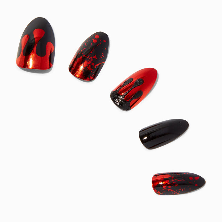 Blood Splatter Stiletto Press On Faux Nail Set - 24 Pack,