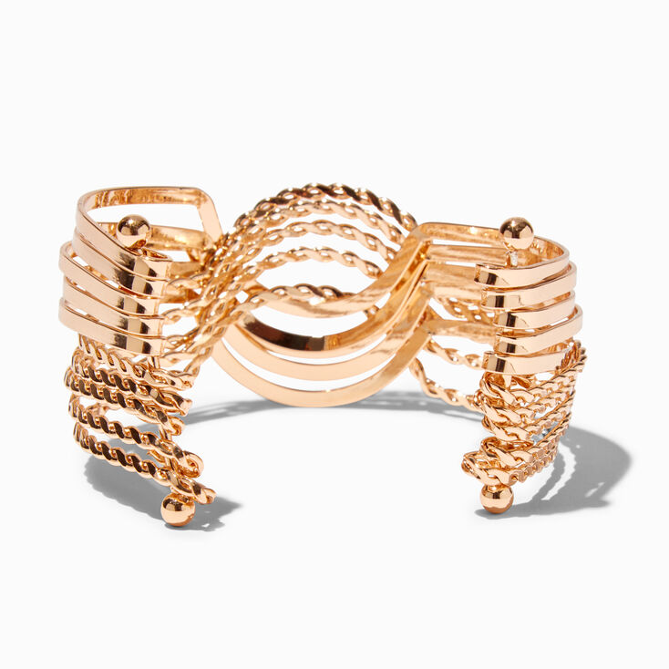 Gold-tone Extended Length Woven Cuff Bracelet,