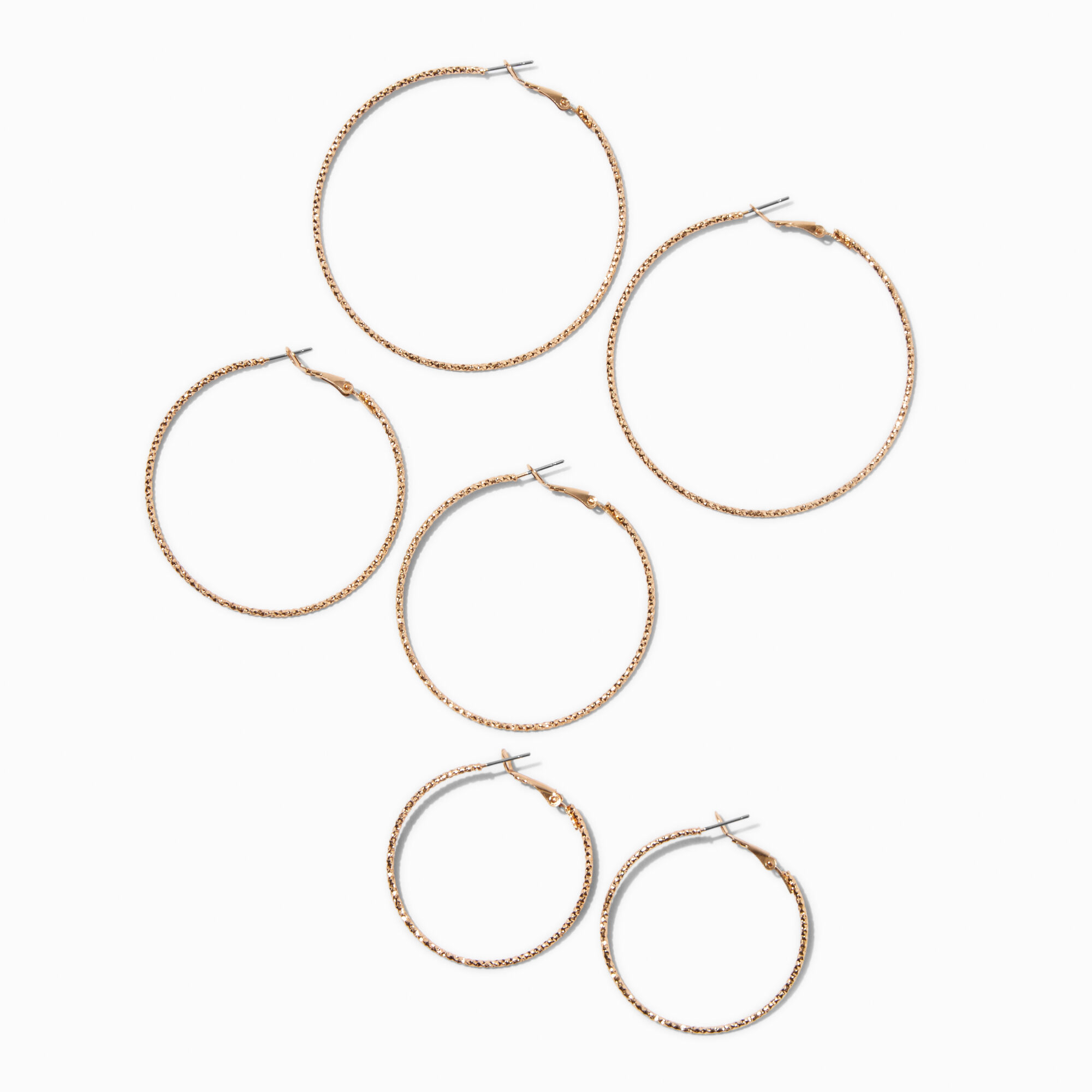 Claire s Gold Graduated Hoop Earrings 3 Pack MainPlace Mall