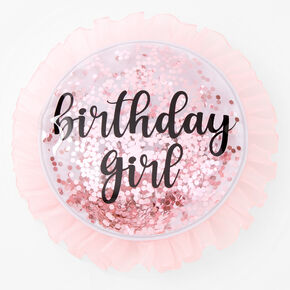 Birthday Girl Pink Sequin Button,