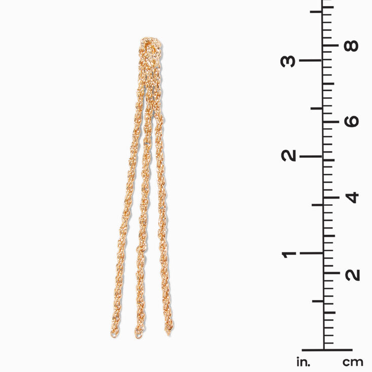 Gold Braided 3&quot; Chain Drop Earrings,