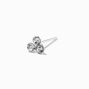 Silver 22G Tri-Ball Crystal Nose Stud,