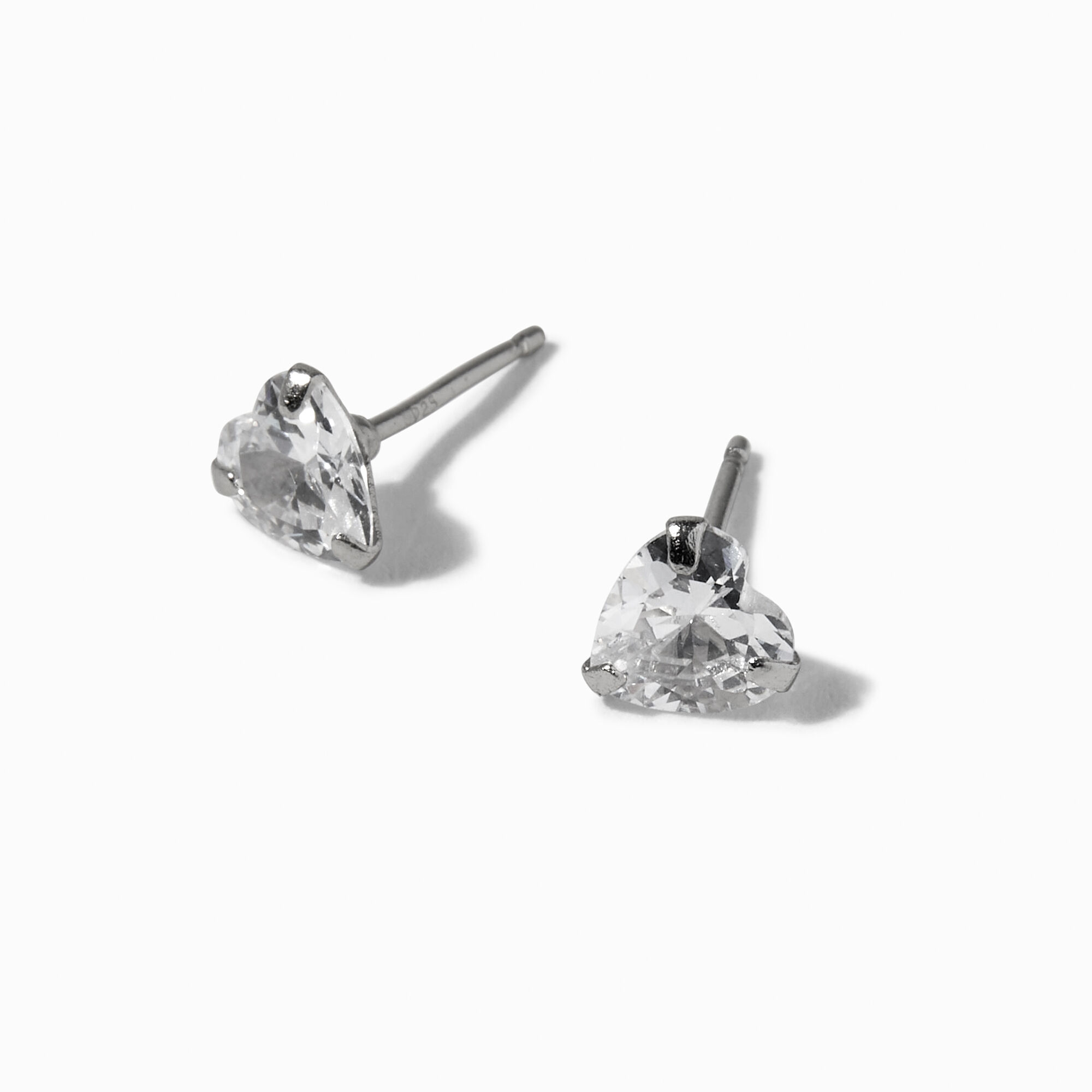 Icing Select Sterling Silver Platinum Heart Cubic Zirconia Stud