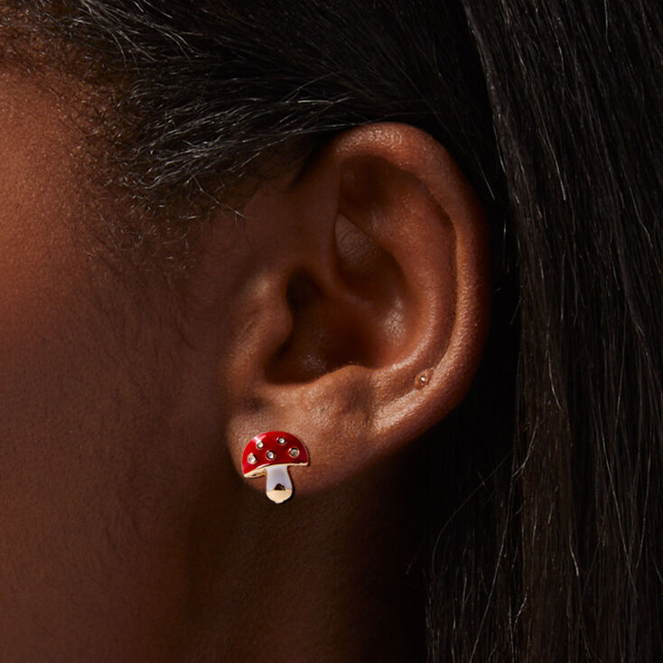 Red Mushroom Clip-On Stud Earrings,