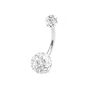 Silver 14G Crystal Fireball Belly Bar,