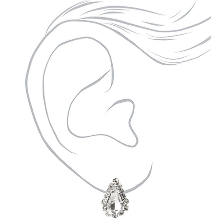 Silver Rhinestone Simple Teardrop Jewelry Set - 2 Pack,